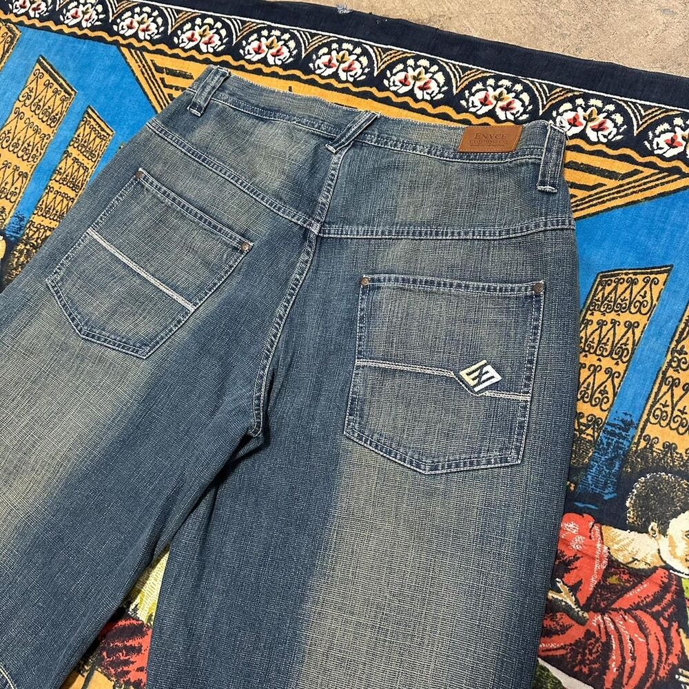 Enyce baggy blue jorts Size 34 light blue sandy mud wash baggy long jean shorts - Picture 7 of 8